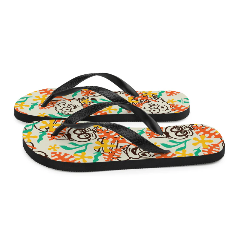 SpongeBob SquarePants Sponge on the Run Camp Coral Floral Adult Flip Flops - Image 2