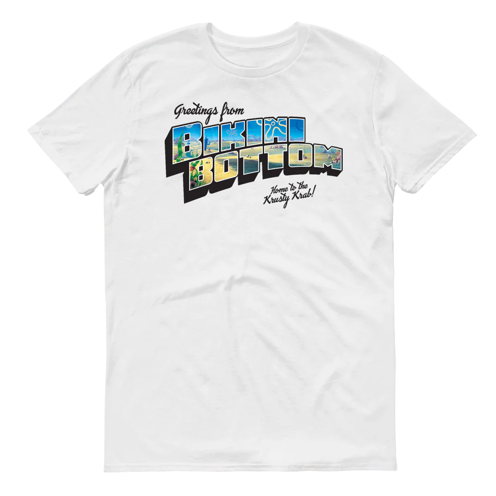 SpongeBob SquarePants Sponge on the Run Greetings From Bikini Bottom Adult Short Sleeve T-Shirt