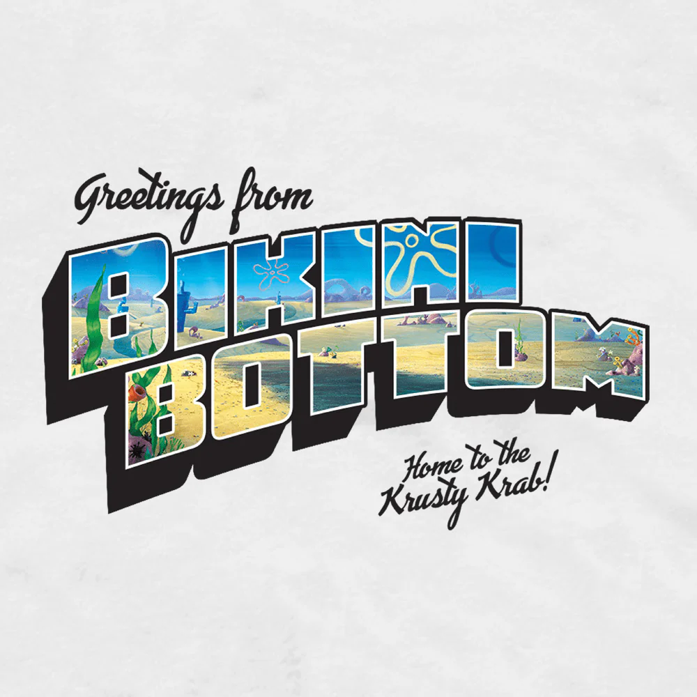 SpongeBob SquarePants Sponge on the Run Greetings From Bikini Bottom Adult Short Sleeve T-Shirt - Image 2