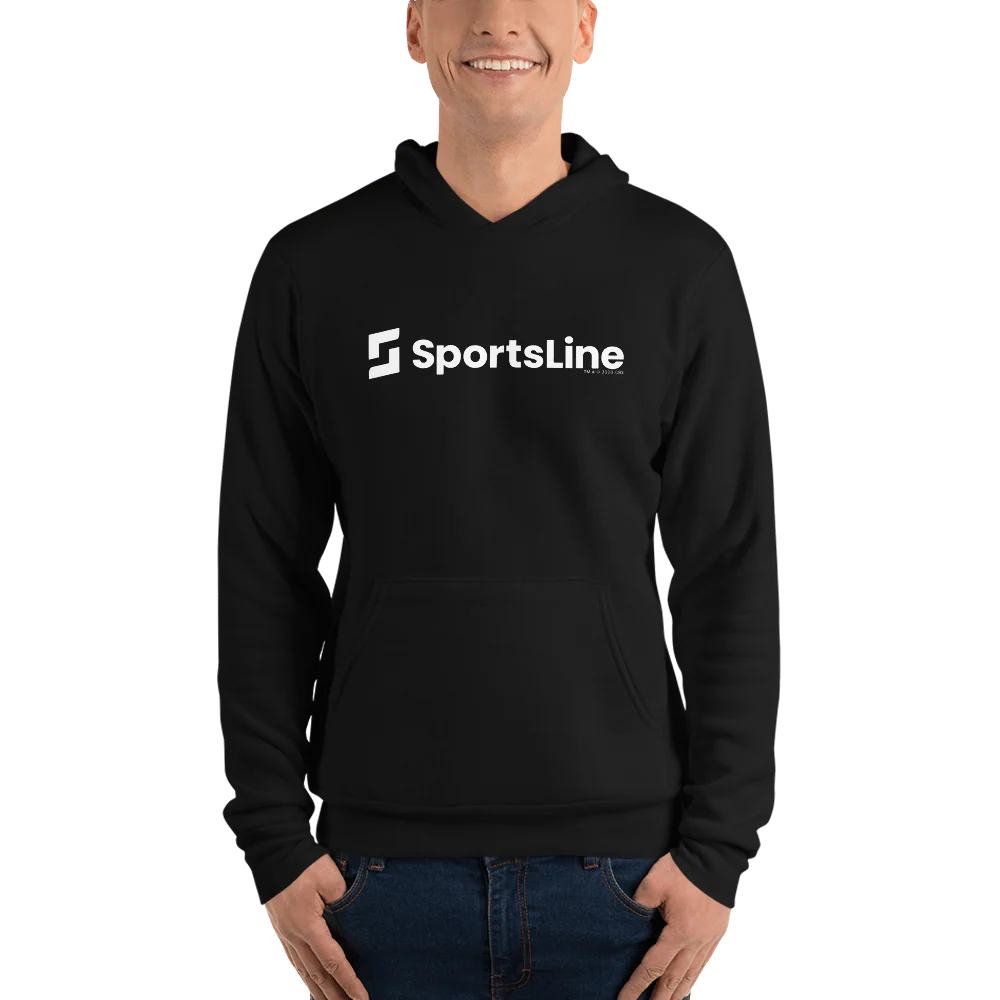 Sportsline Logo White Adult Fleece Hooded Sweatshirt - Image 2