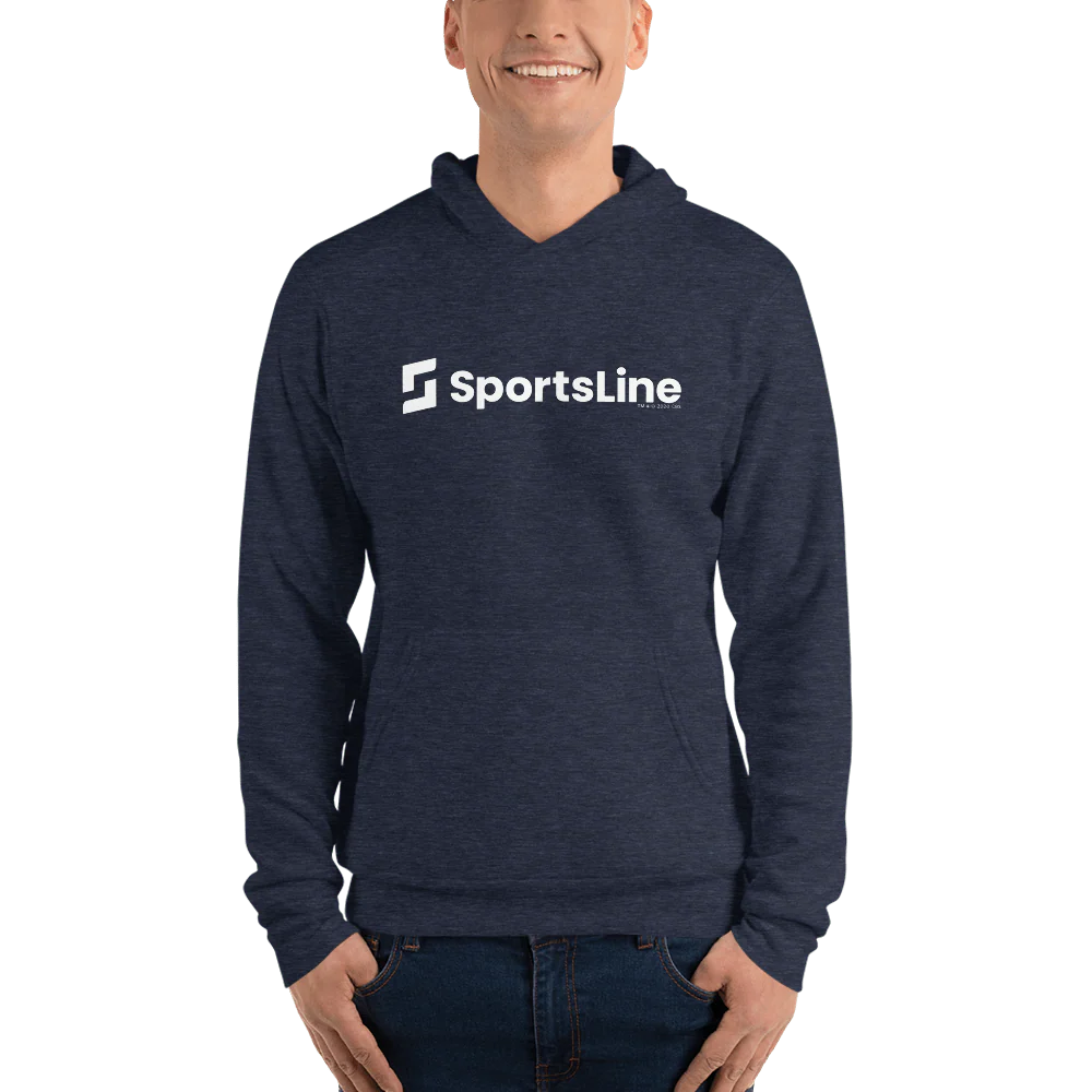 Sportsline Logo White Adult Fleece Hooded Sweatshirt - Image 4