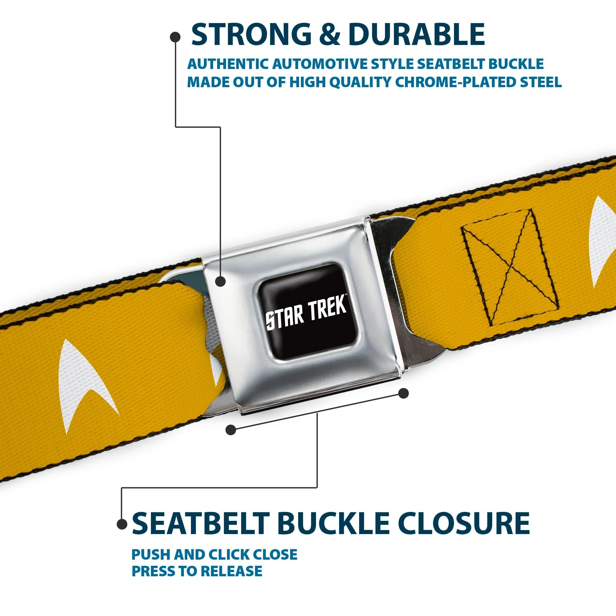 Star Trek Starfleet Insignia Golden Yellow Seatbelt Belt - Image 7