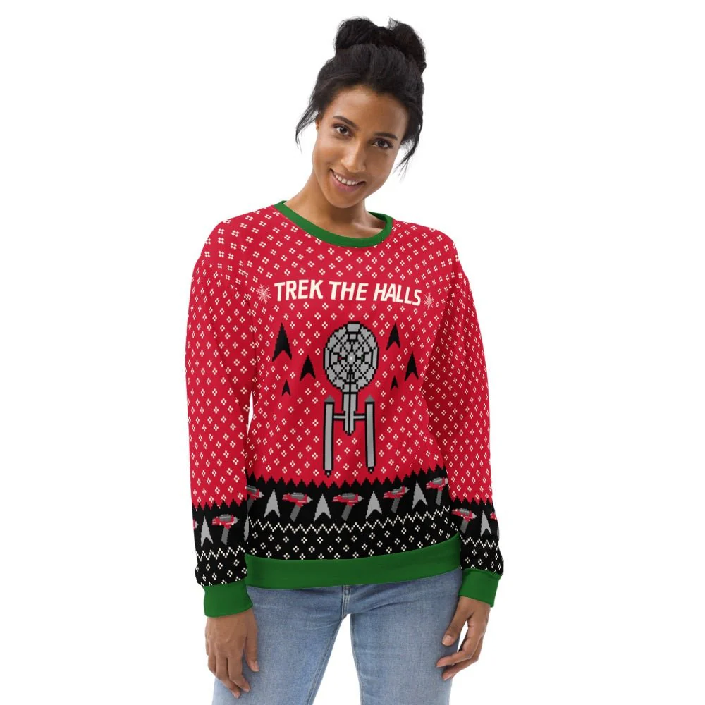 Star Trek: The Original Series Trek The Halls Adult All-Over Print Sweatshirt - Image 2