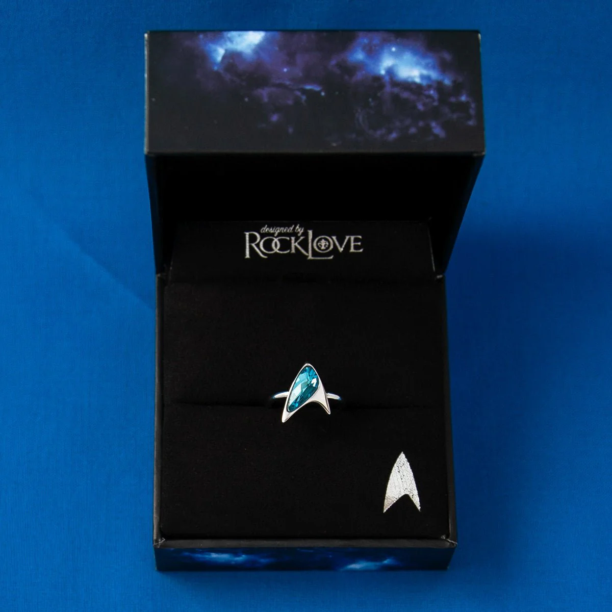 Star Trek x RockLove Blue Crystal Delta Ring - Image 6