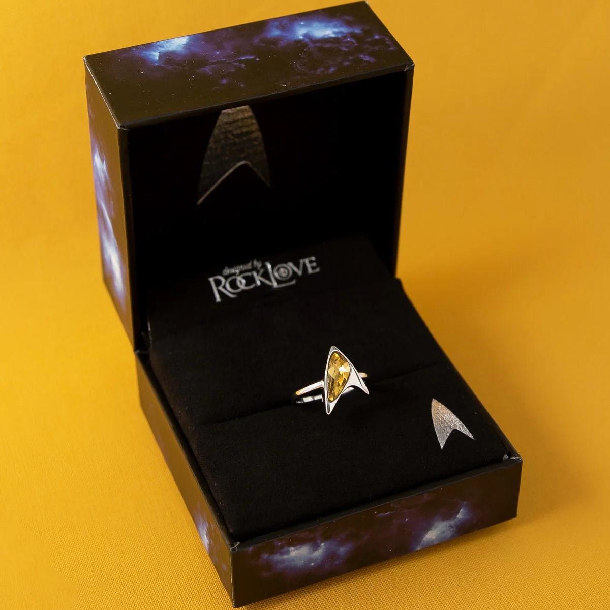 Star Trek x RockLove Yellow Crystal Delta Ring - Image 6