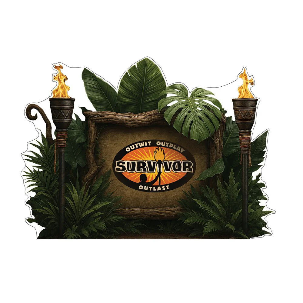Survivor Backdrop Tiki Torch Cardboard Cutout Standee - Image 2