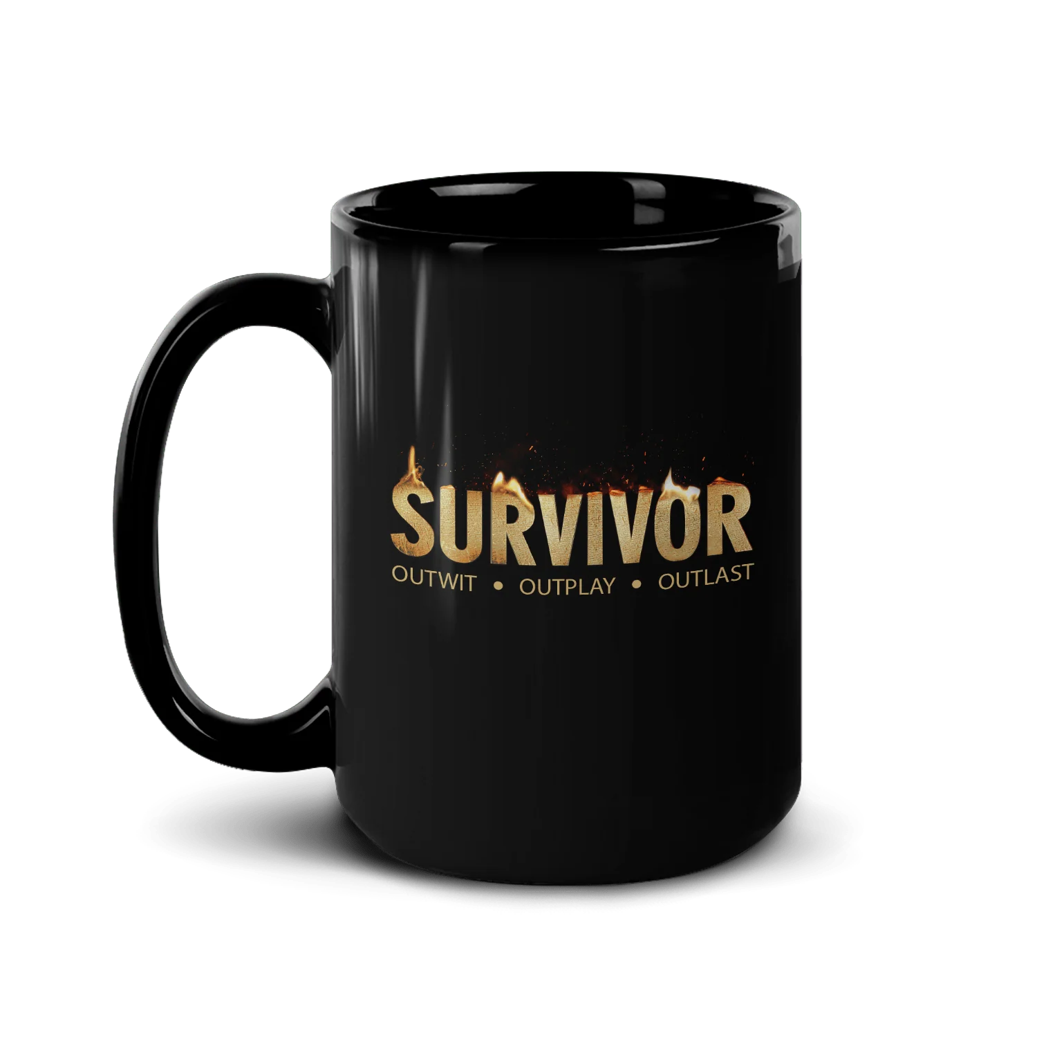 Survivor Flame Logo Black Mug - Image 4