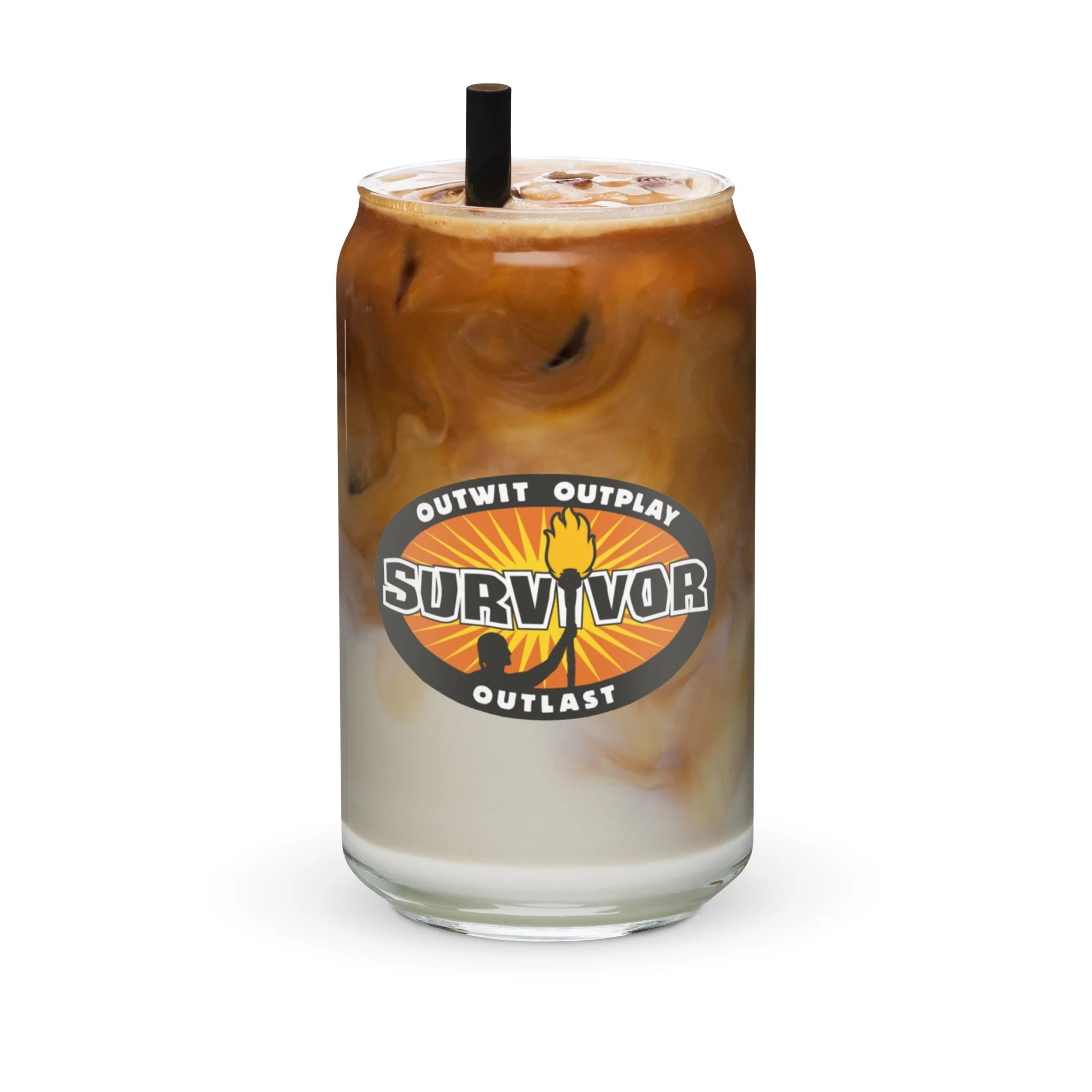 Survivor Outwit, Outplay, Outlast Can Shaped Glass - Image 2