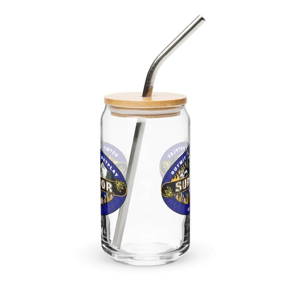 Survivor x Yellowjackets Logo Can-Shaped Glass with Lid and Straw - Image 3