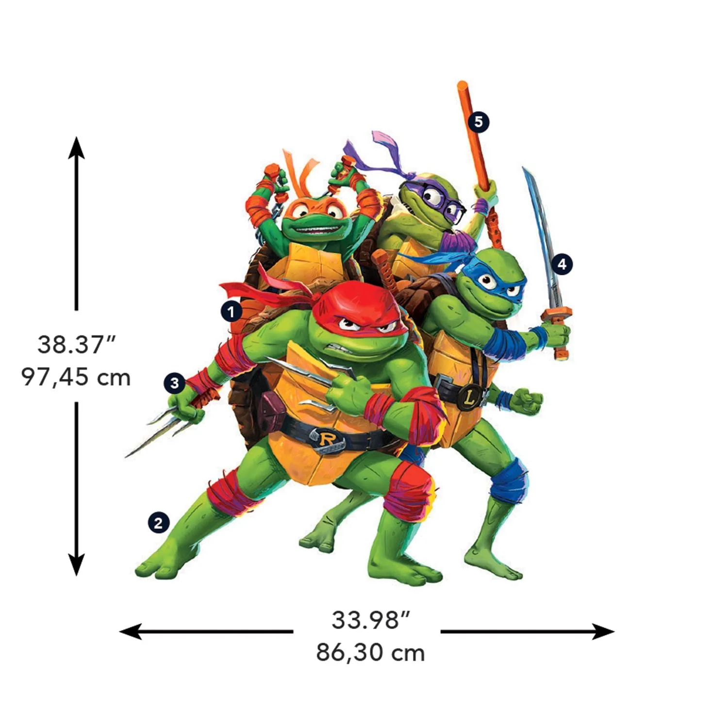Teenage Mutant Ninja Turtles: Mutant Mayhem Group Giant Wall Decals - Image 3