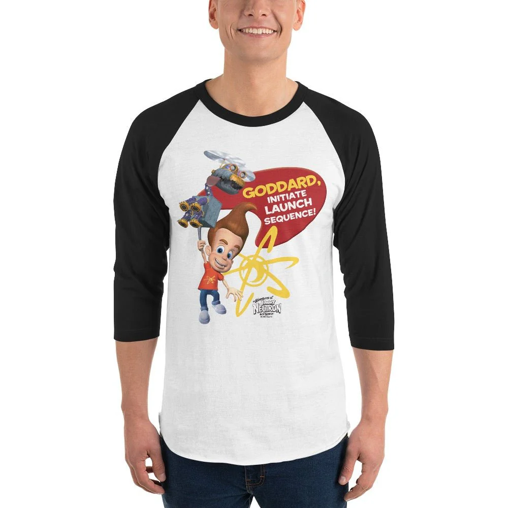 The Adventures of Jimmy Neutron, Boy Genius Goddard Initiate Launch Sequence Adult 3/4 Sleeve Raglan - Image 2