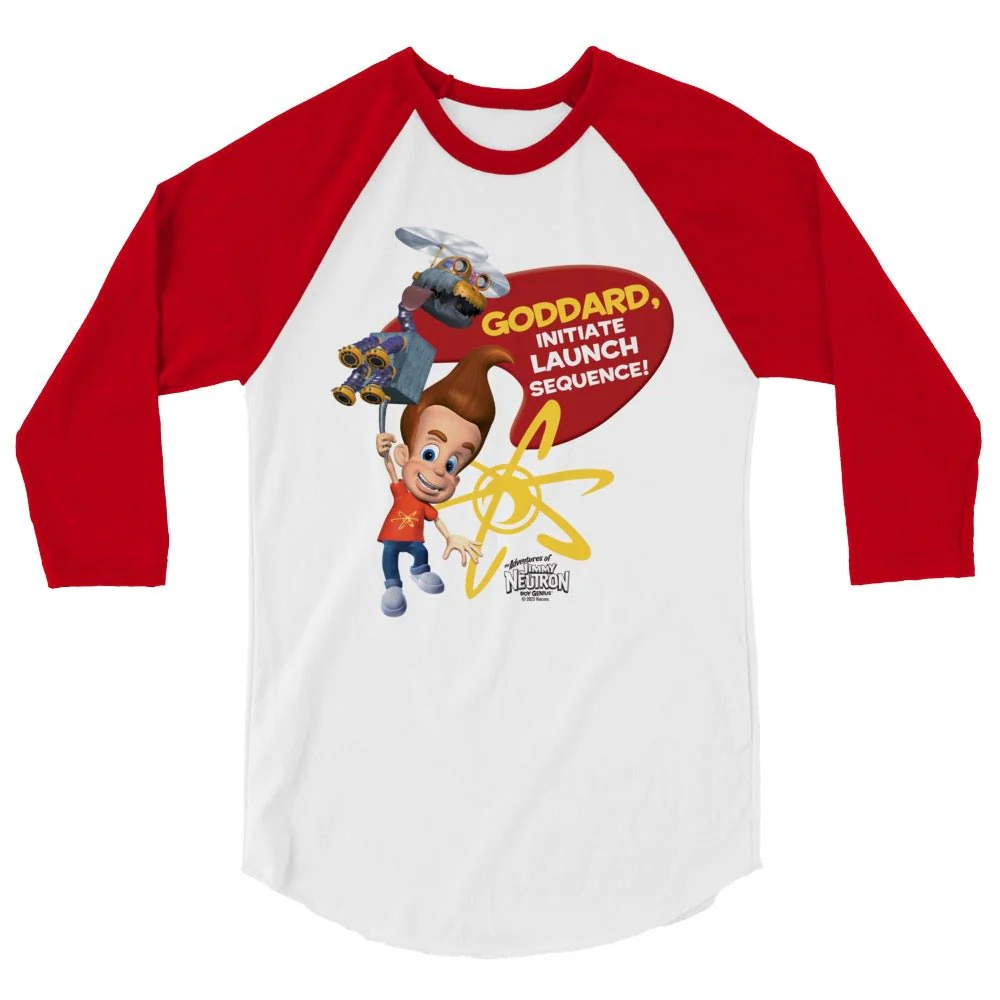 The Adventures of Jimmy Neutron, Boy Genius Goddard Initiate Launch Sequence Adult 3/4 Sleeve Raglan - Image 3