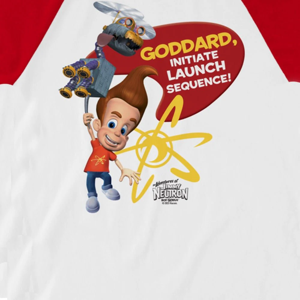The Adventures of Jimmy Neutron, Boy Genius Goddard Initiate Launch Sequence Adult 3/4 Sleeve Raglan - Image 4
