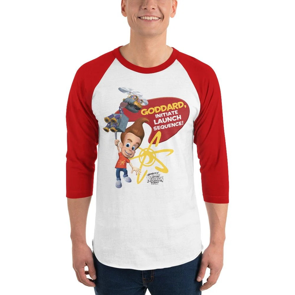 The Adventures of Jimmy Neutron, Boy Genius Goddard Initiate Launch Sequence Adult 3/4 Sleeve Raglan - Image 5