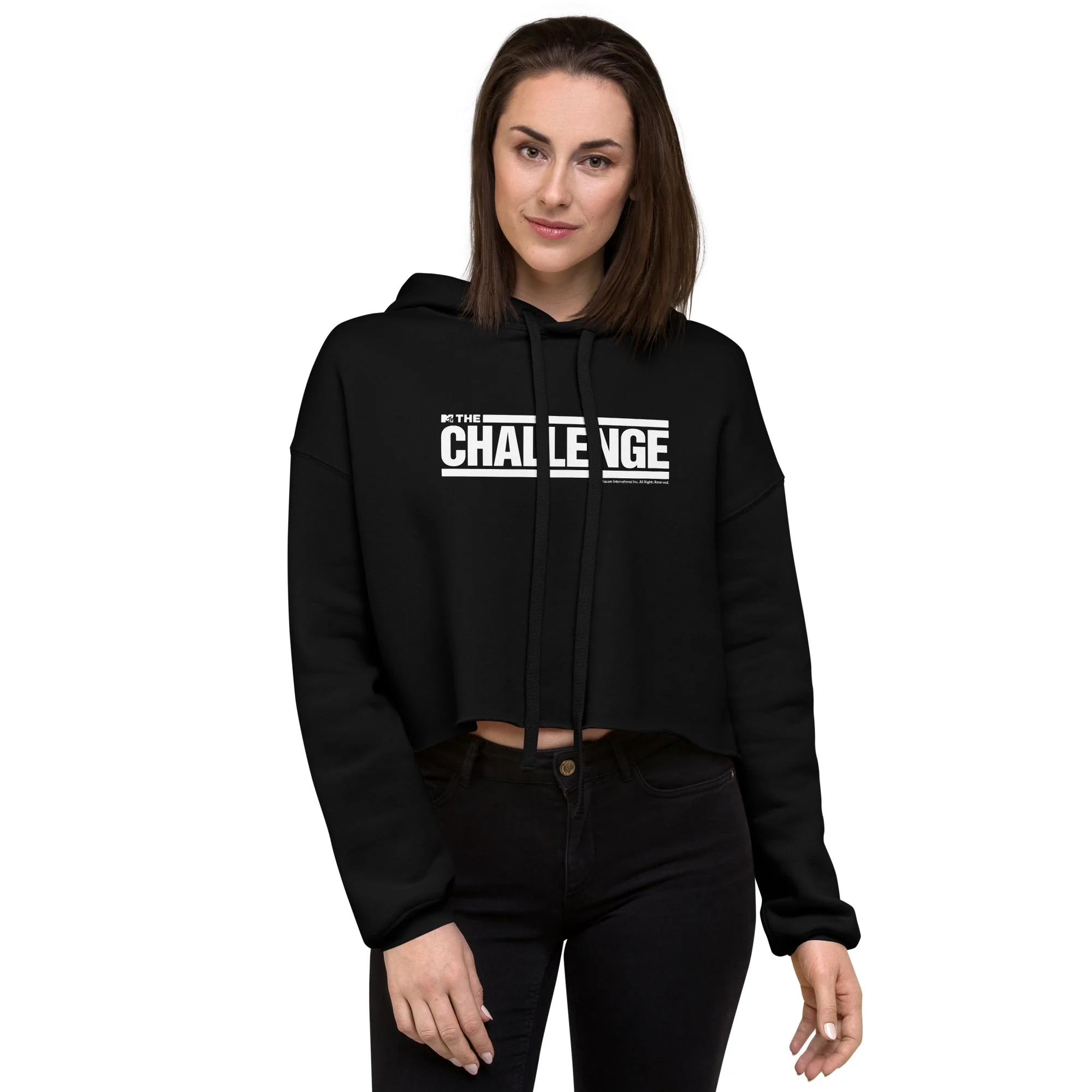 The Challenge Logo Women's Fleece Crop Hooded Sweatshirt - Image 3