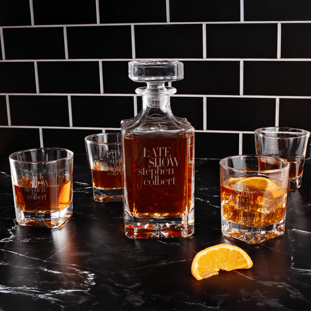 The Late Show with Stephen Colbert Decanter With 4 Rocks Glasses - Image 5