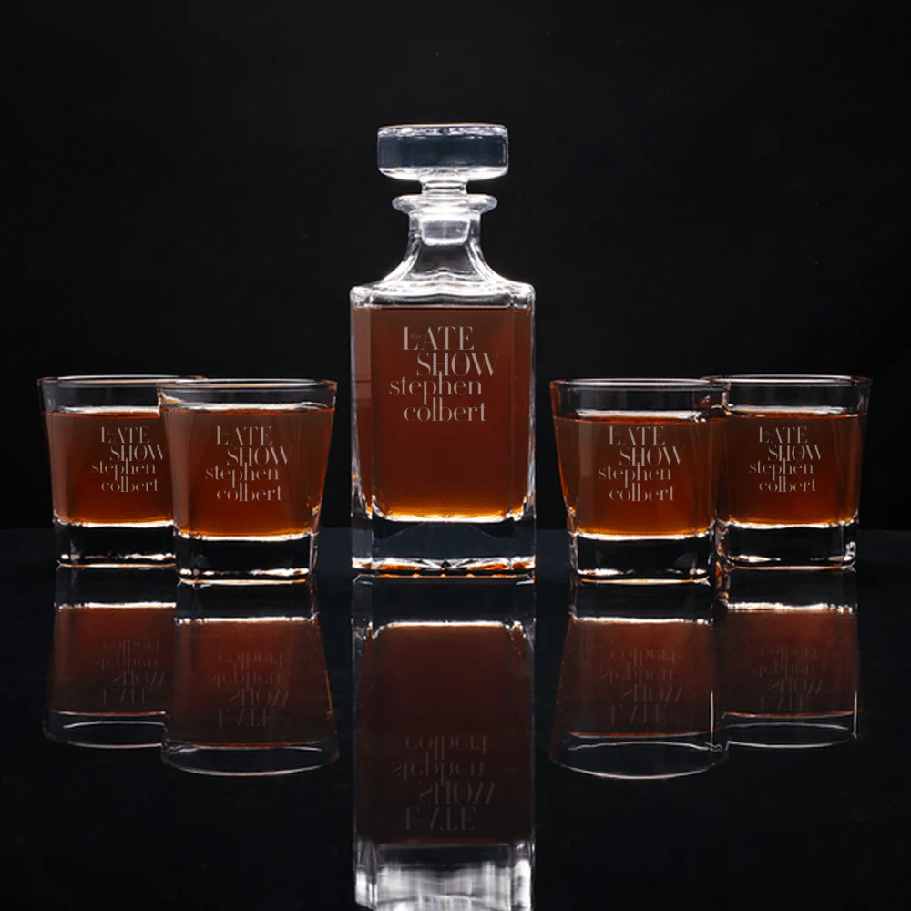 The Late Show with Stephen Colbert Decanter With 4 Rocks Glasses - Image 6