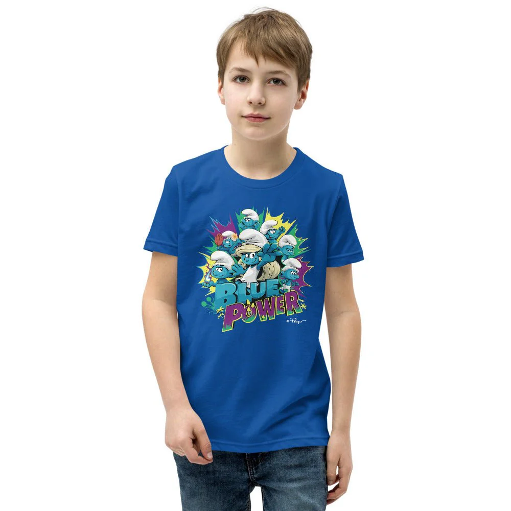 The Smurfs Movie Blue Power Kids Premium T-Shirt - Image 4