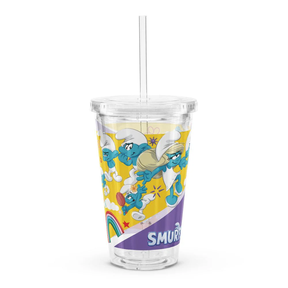 The Smurfs Movie Strip Clear Plastic Tumbler