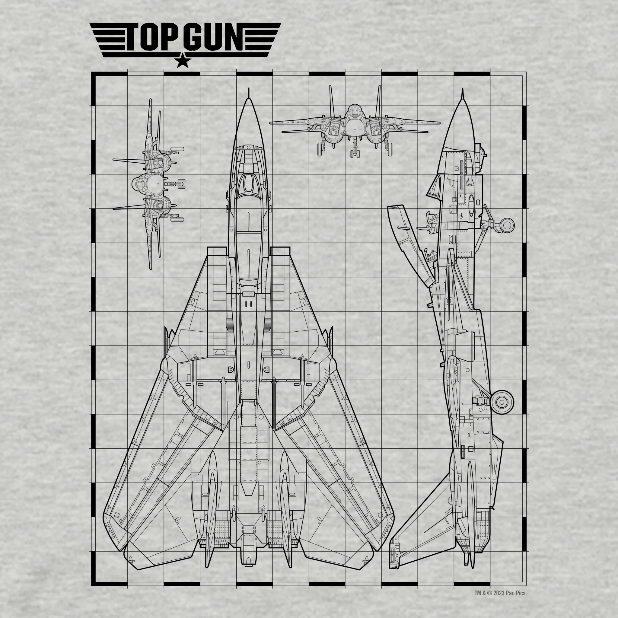 Top Gun Fighter Jet Schematics Unisex Premium T-Shirt - Image 2