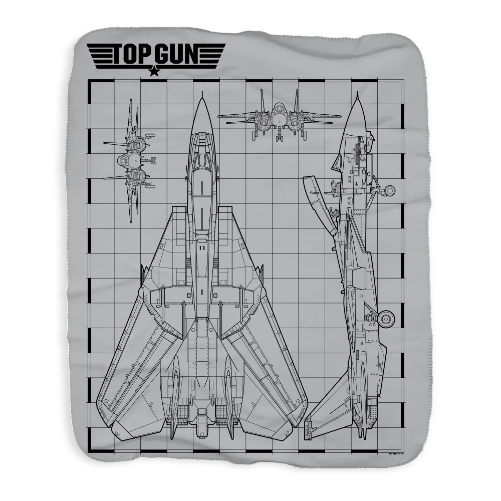 Top Gun Fighter Jet Schematics Sherpa Blanket