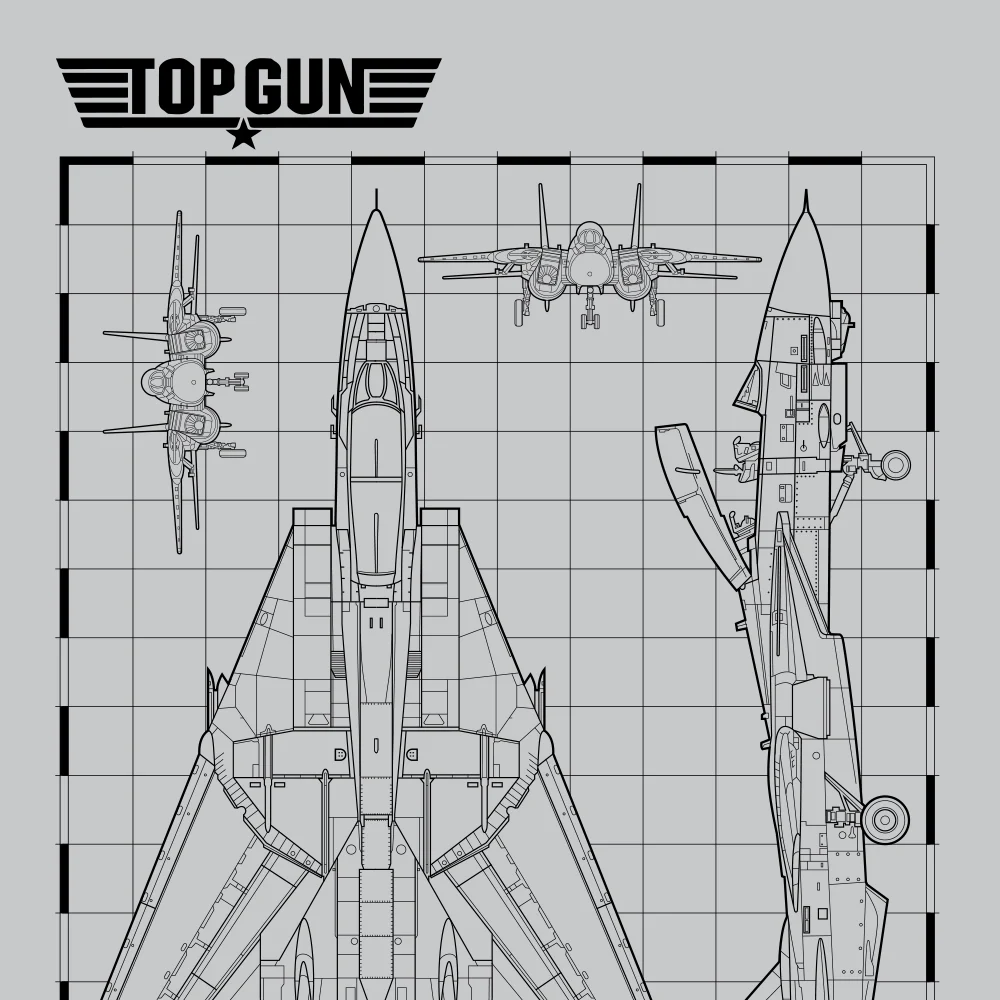 Top Gun Fighter Jet Schematics Sherpa Blanket - Image 3