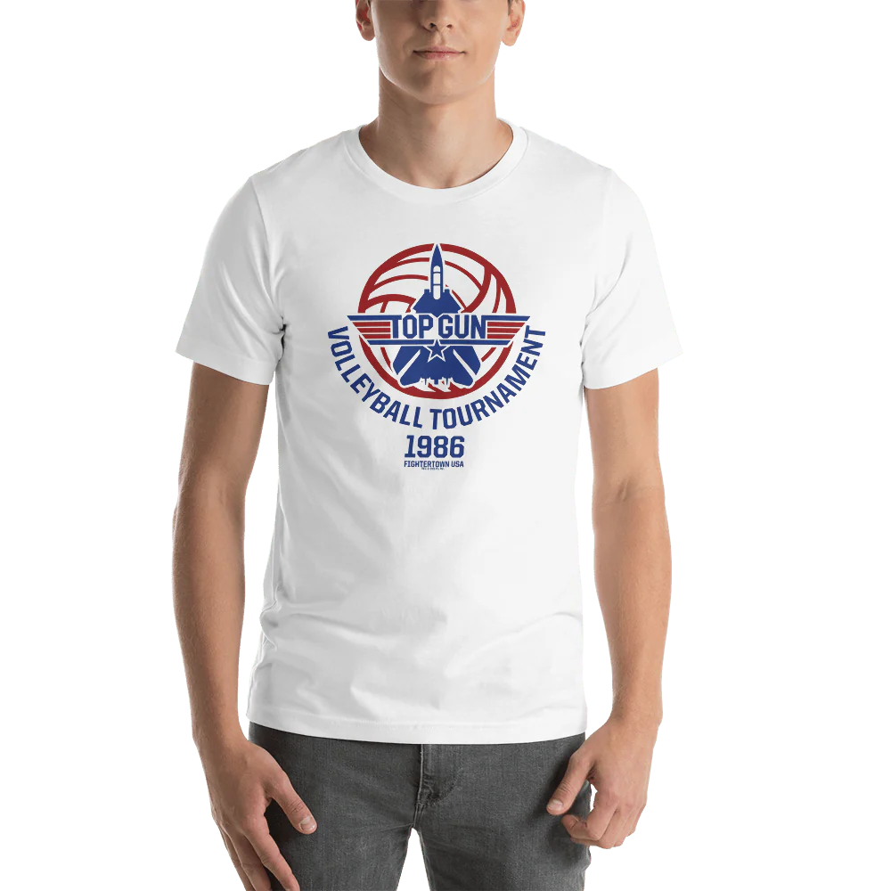 Top Gun Fighter Town USA 1986 Volleyball Tournament Unisex Premium T-Shirt - Image 2