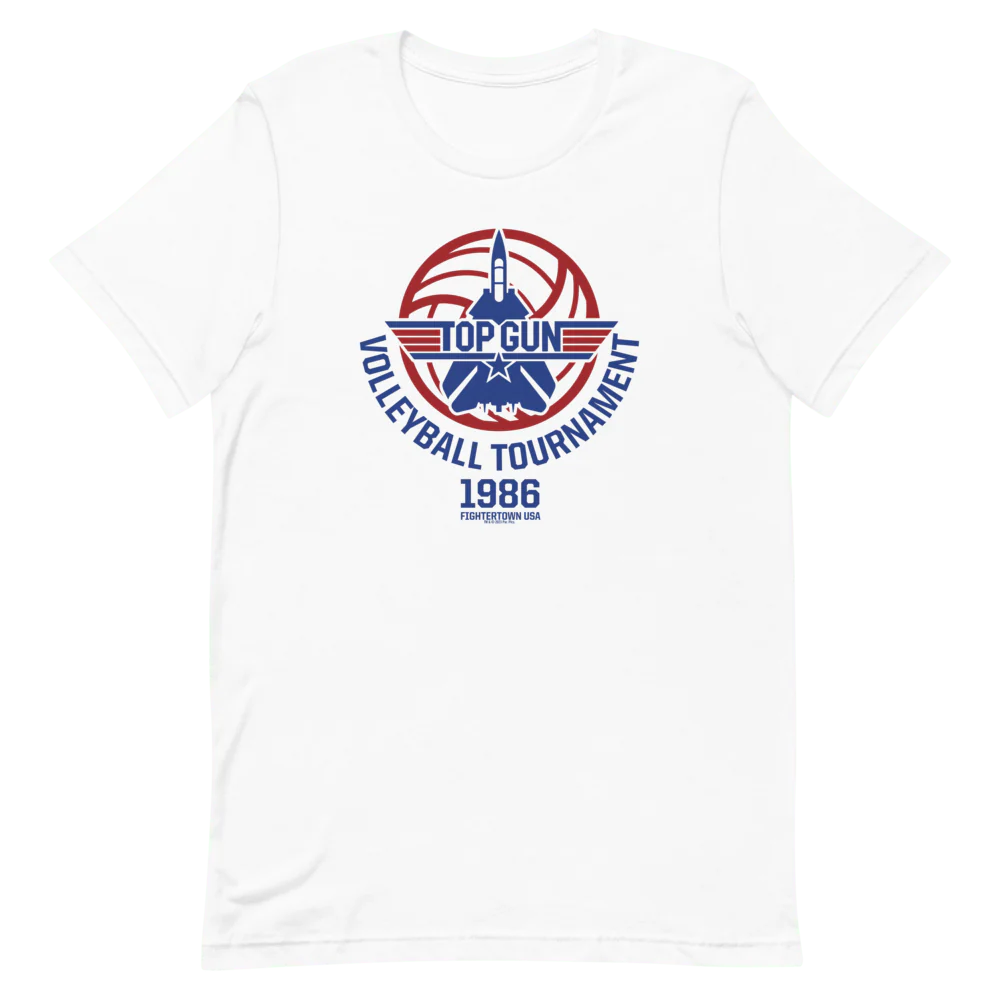 Top Gun Fighter Town USA 1986 Volleyball Tournament Unisex Premium T-Shirt - Image 3