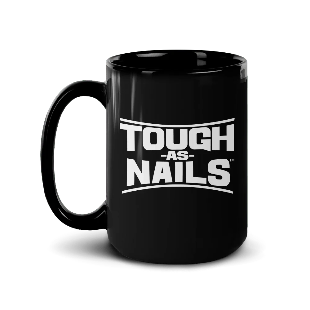 Tough As Nails Stacked Logo Black Mug - Image 4