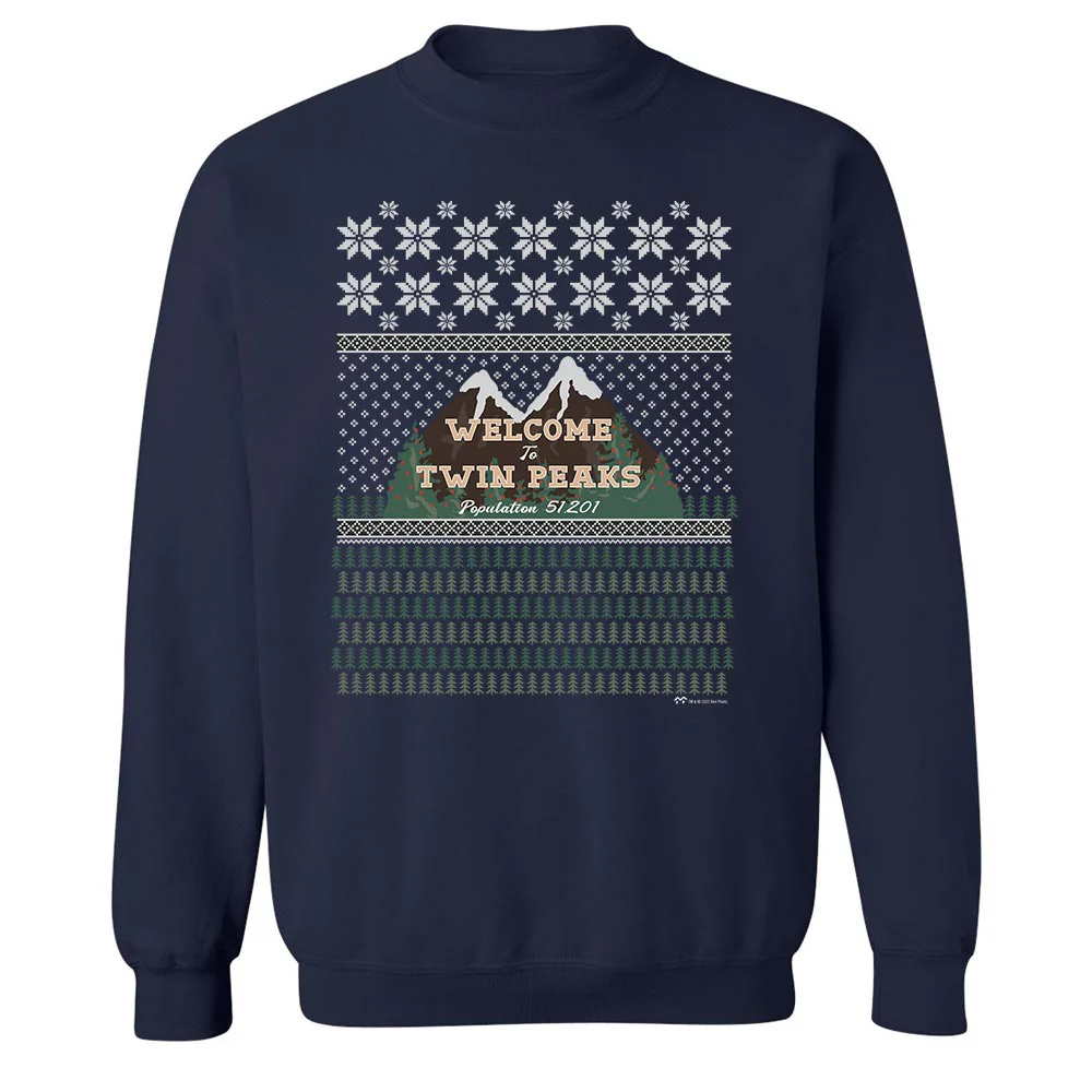 Twin Peaks Welcome to Twin Peaks Ugly Holiday Fleece Crewneck Sweatshirt