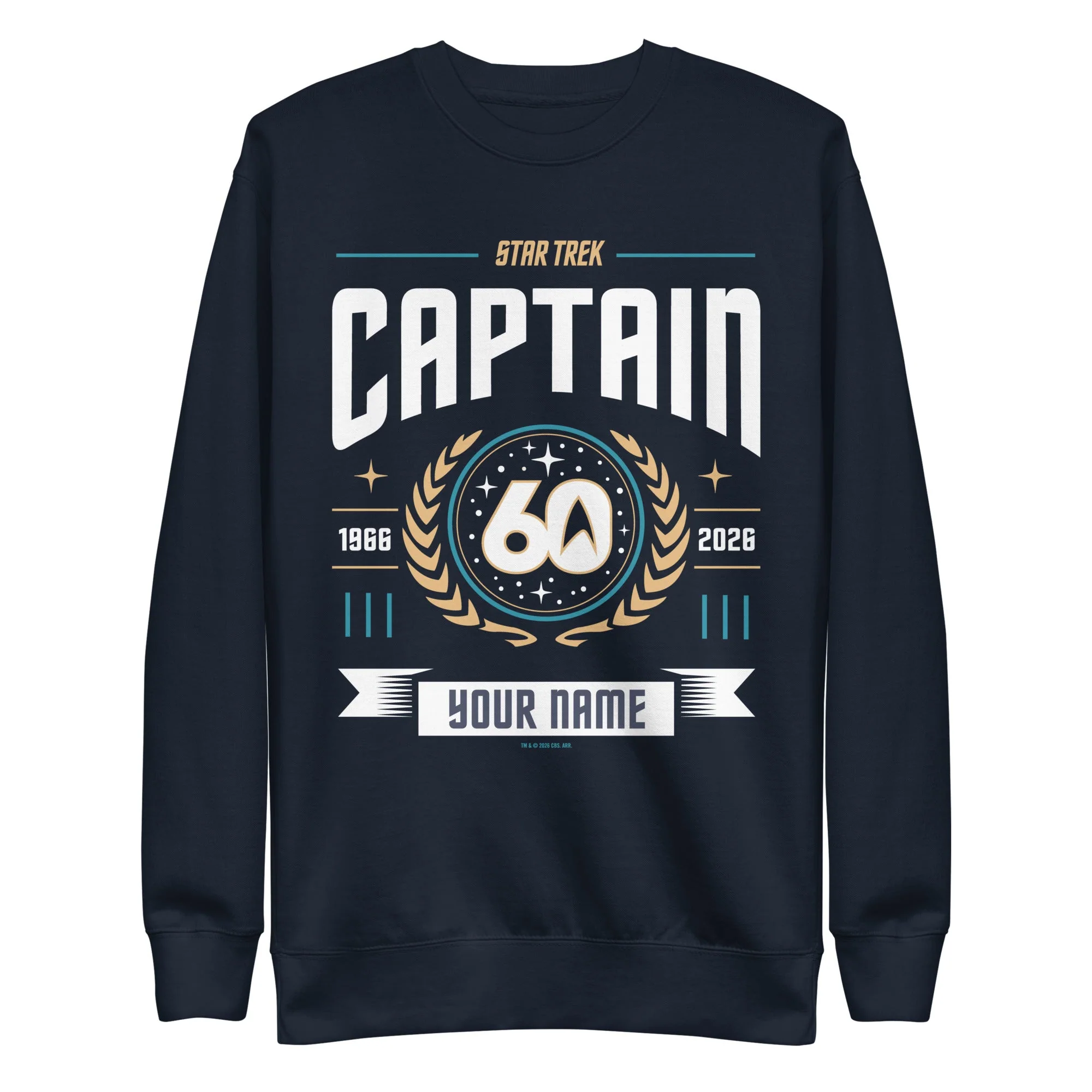 Star Trek Captain Personalized Name Sweatshirt 60th Anniversary