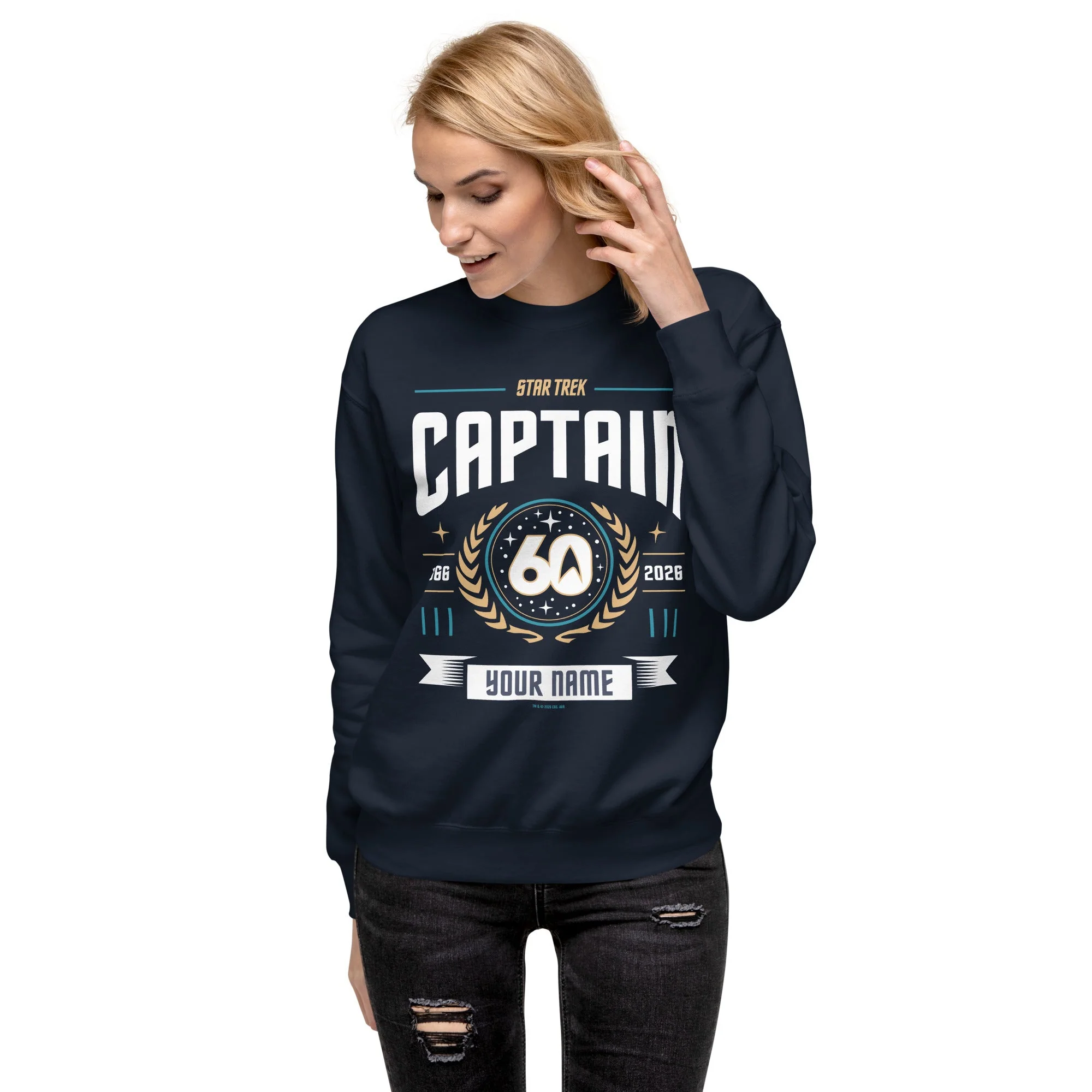 Star Trek Captain Personalized Name Sweatshirt 60th Anniversary - Image 3