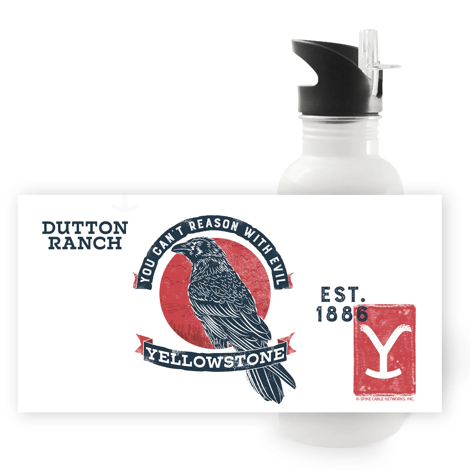 Yellowstone Can't Reason With Evil 20 oz Screw Top Water Bottle with Straw - Image 2