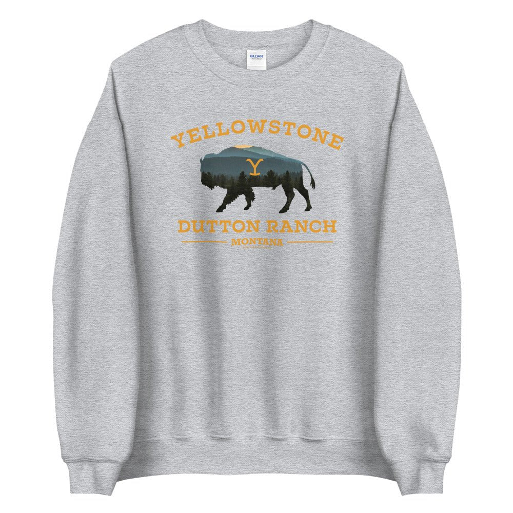 Yellowstone Dutton Ranch Bison Fleece Crewneck Sweatshirt - Image 2