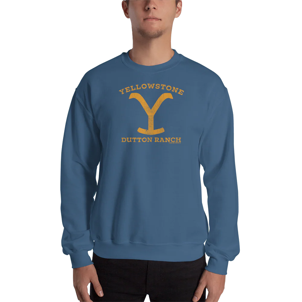 Yellowstone Dutton Ranch Distressed Logo Fleece Crewneck Sweatshirt - Image 2
