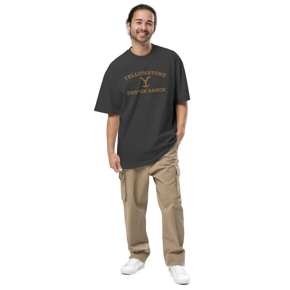 Yellowstone Dutton Ranch Embroidered Oversized Faded T-shirt - Image 3