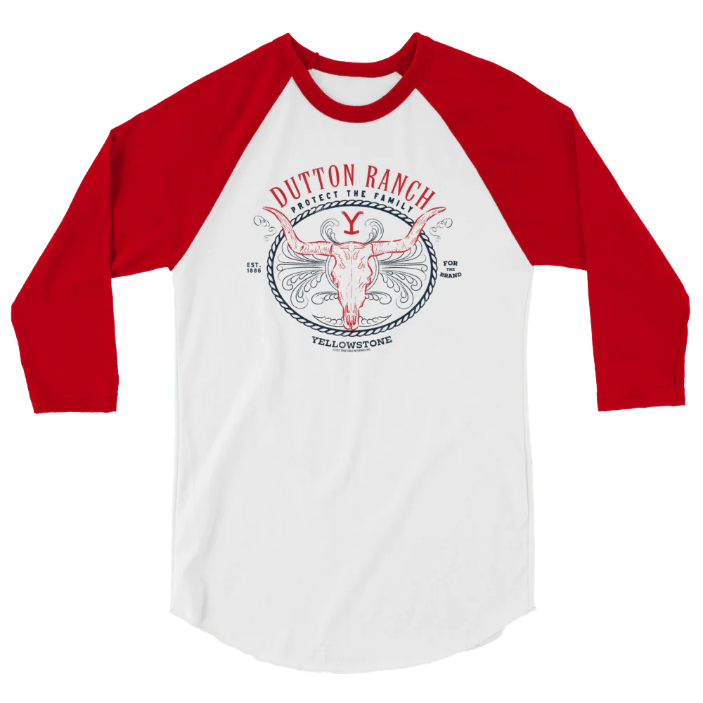 Yellowstone Dutton Ranch Protect the Family Raglan T-Shirt - Image 3