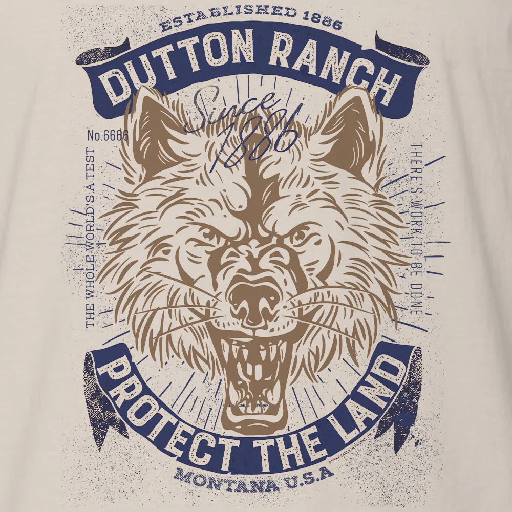 Yellowstone Dutton Ranch Protect The Land Wolf Adult Short Sleeve T-Shirt - Image 3