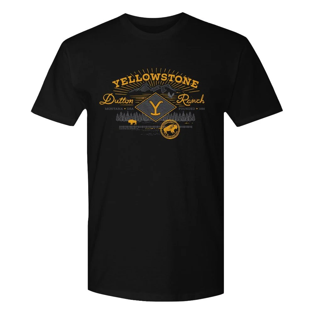 Yellowstone Dutton Ranch Scenery Adult Short Sleeve T-Shirt - Image 3