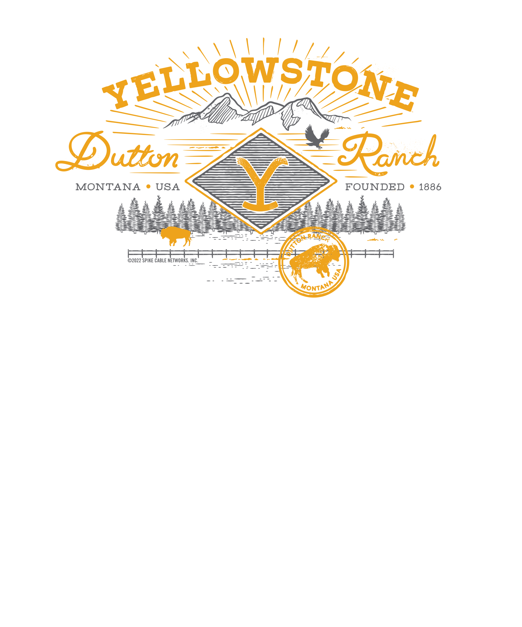 Yellowstone Dutton Ranch Scenery Back Print Short Sleeve T-Shirt - Image 3
