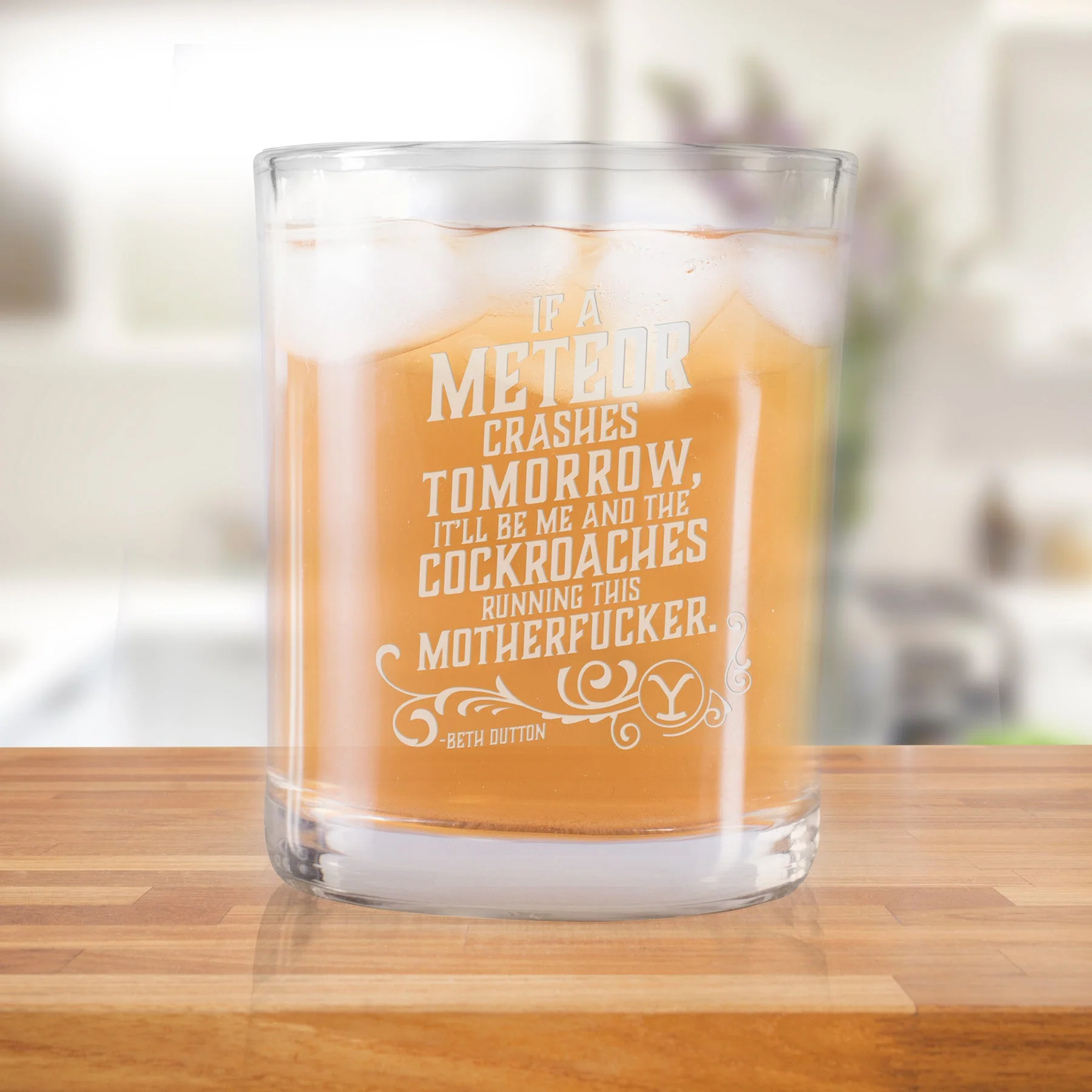 Yellowstone If A Meteor Crashes Tomorrow Laser Engraved Rocks Glass - Image 3