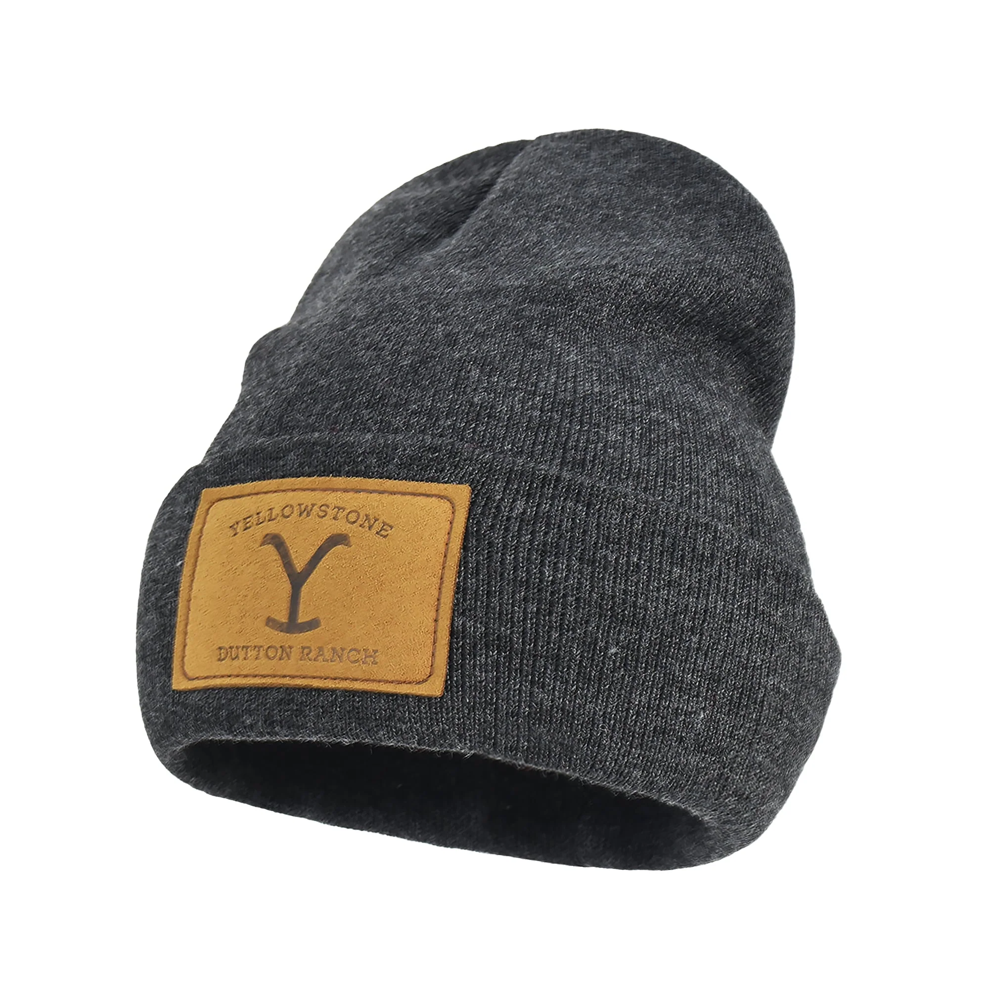 Yellowstone Dutton Ranch Logo Brown PU Patch Beanie - Image 3