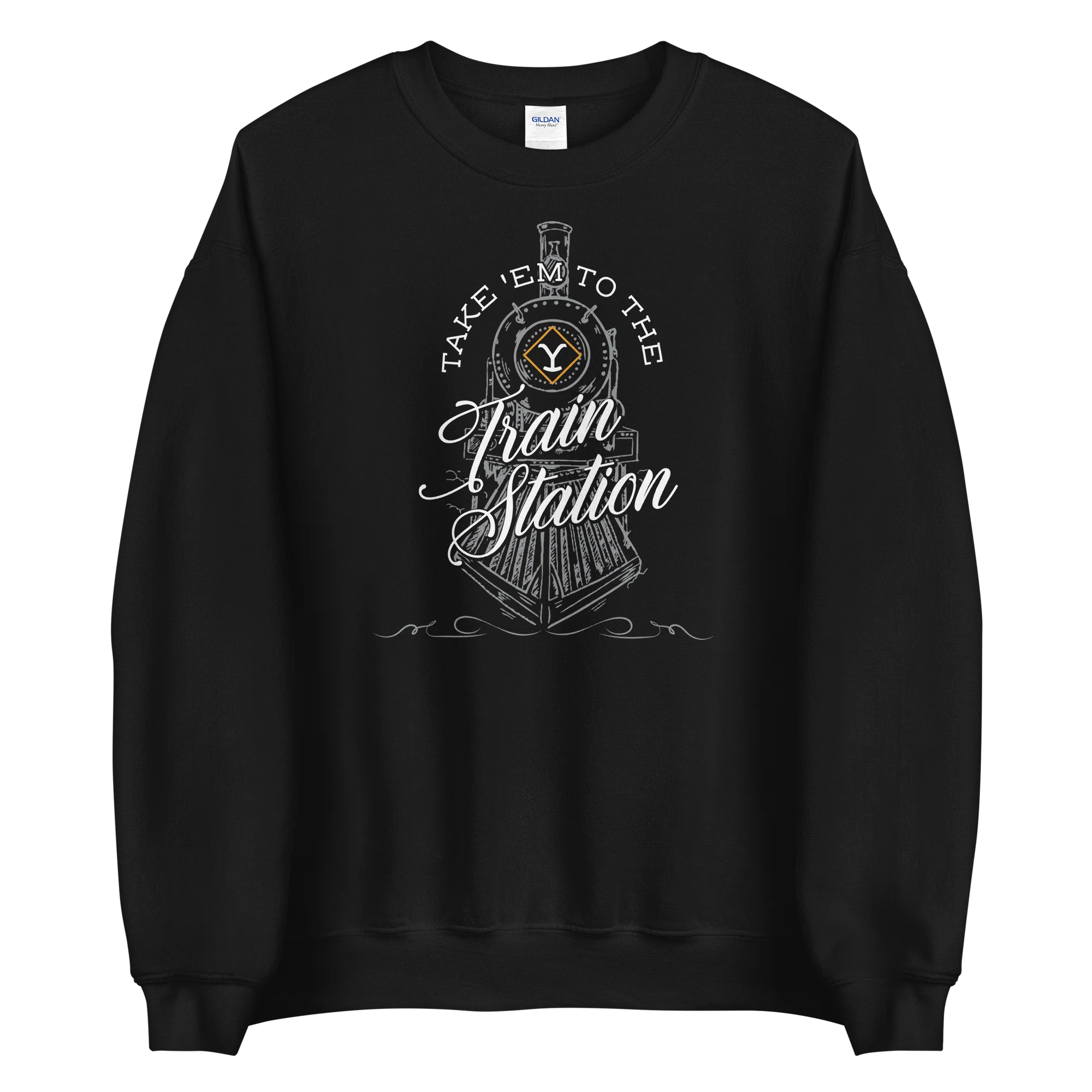 Yellowstone Take 'Em To The Train Station Fleece Crewneck Sweatshirt - Image 3