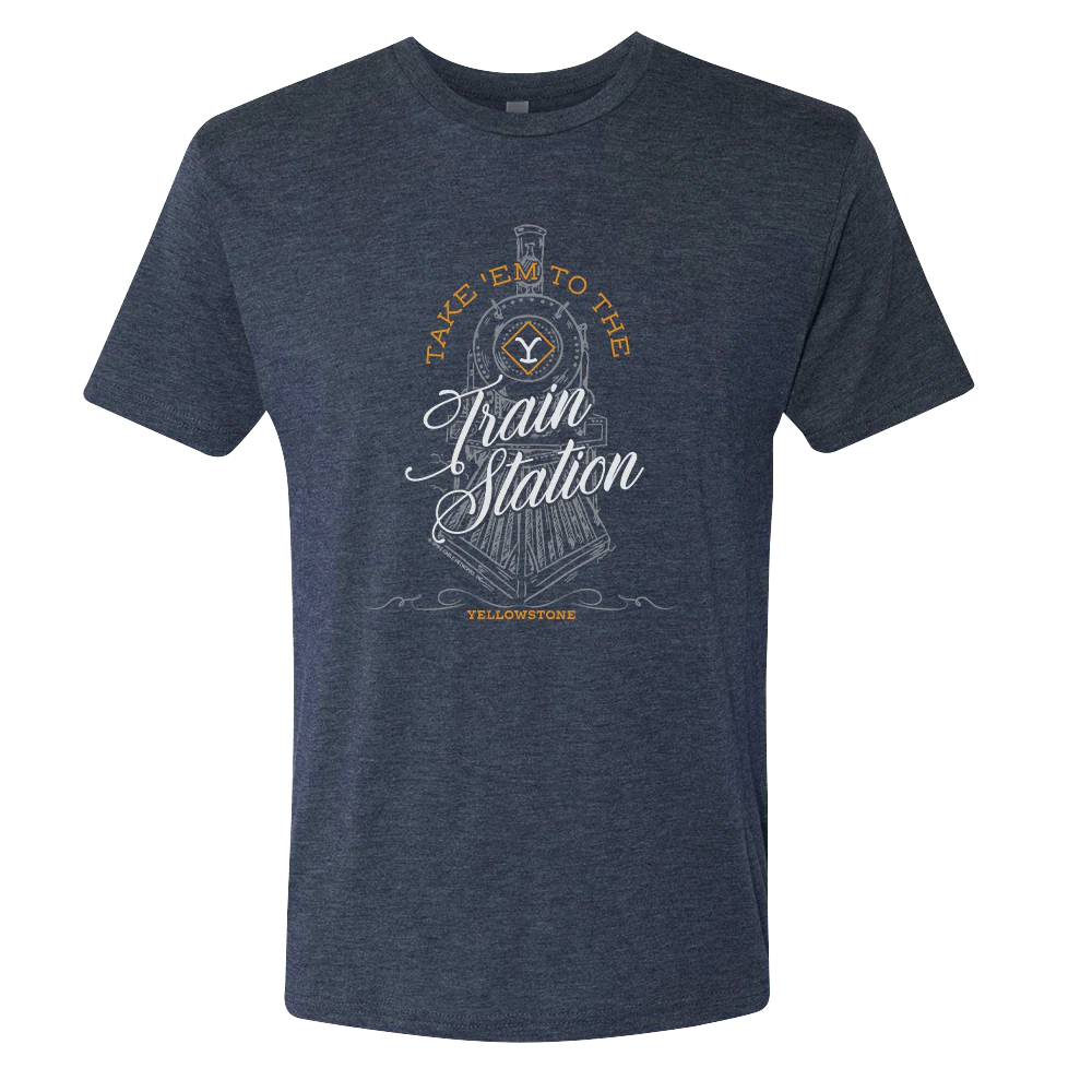 Yellowstone Take 'Em To The Train Station Adult Tri-Blend T-Shirt - Image 4