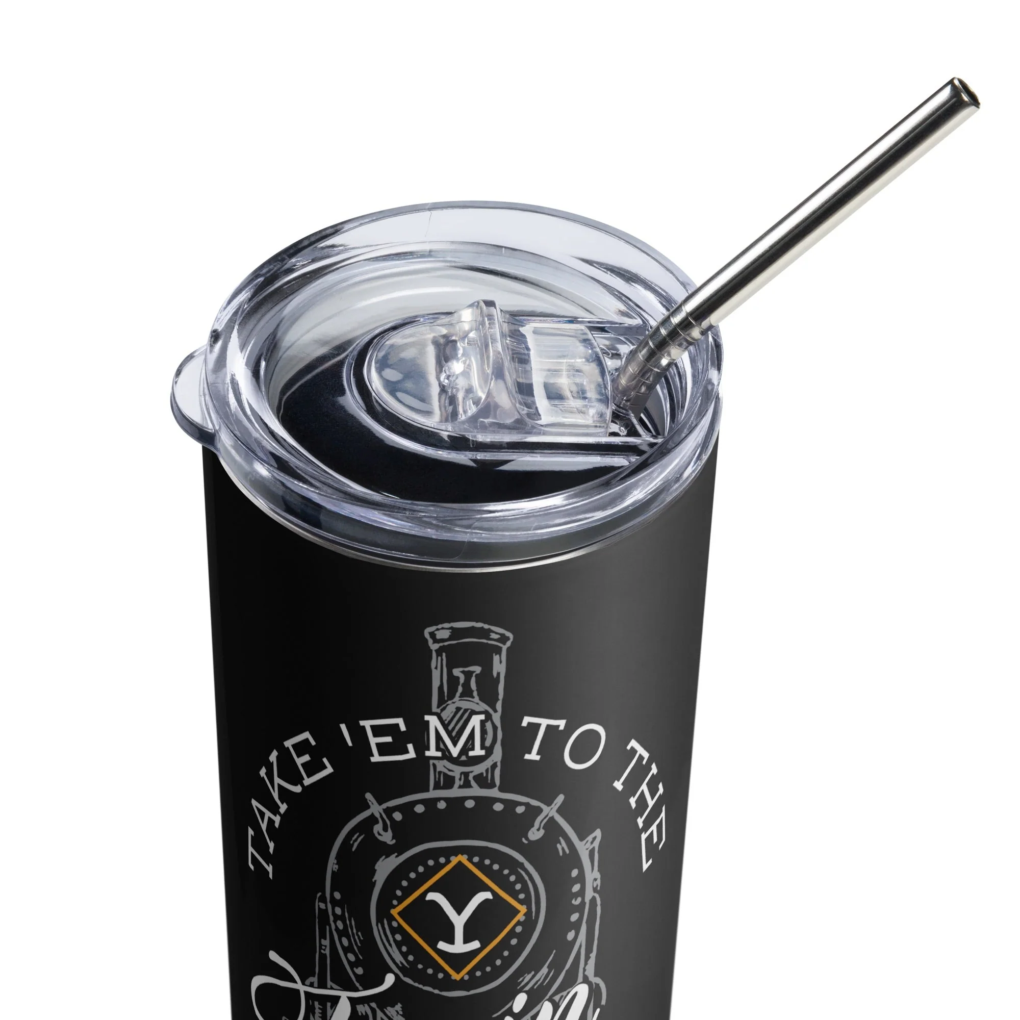 Yellowstone Take 'Em To The Train Station Stainless Steel Tumbler with Straw - Image 4