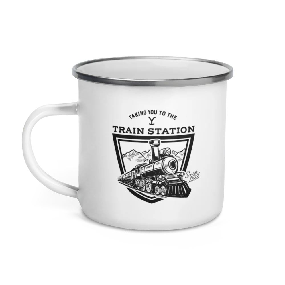 Yellowstone Taking You to the Train Station Enamel Mug