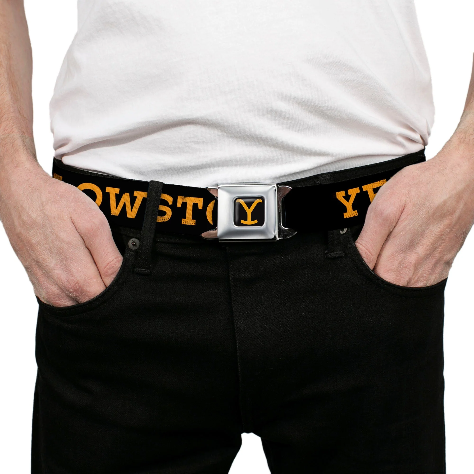Yellowstone Y Logo Buckle-Down Adjustable Seatbelt Belt - Image 3