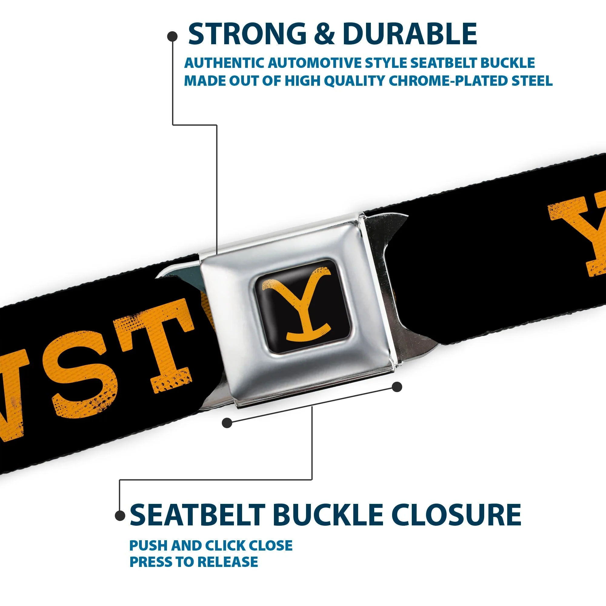 Yellowstone Y Logo Buckle-Down Adjustable Seatbelt Belt - Image 7