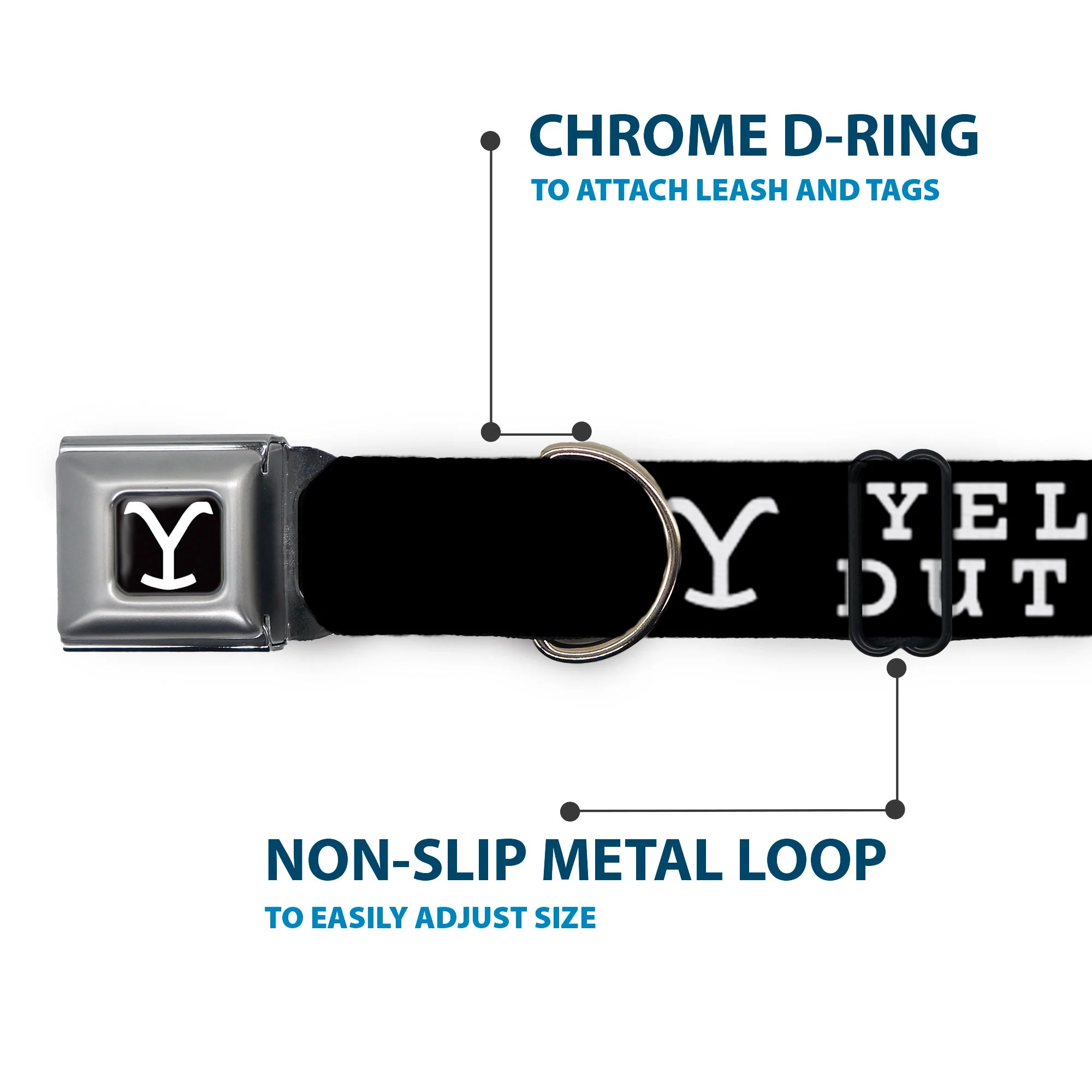 Yellowstone Dutton Ranch Y Logo Seatbelt Buckle Dog Collar - Image 5