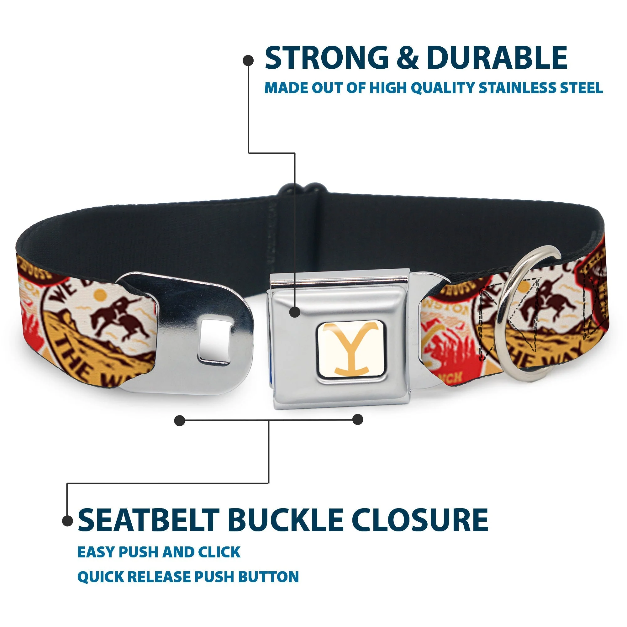 Yellowstone Y Logo Seatbelt Buckle Adjustable Dog Collar - Image 4